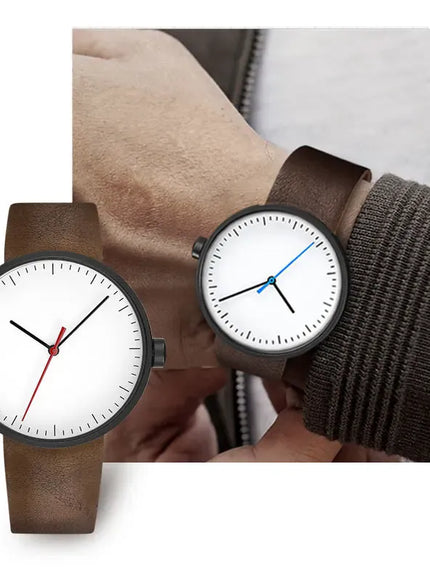 KissICON KissIcon UTHAI Couple Leather Strap Quartz Wristwatch Trendy