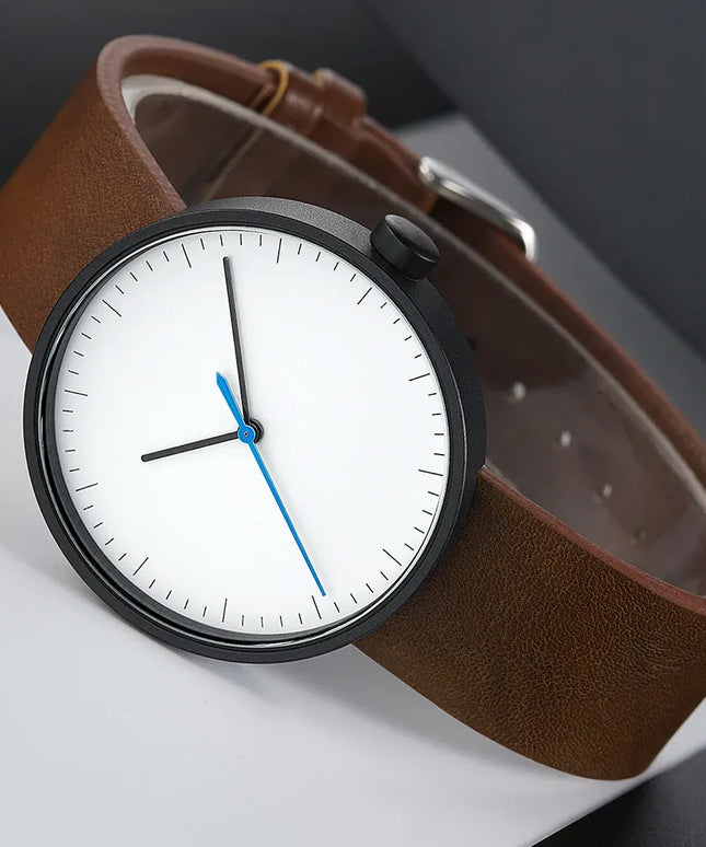 KissICON KissIcon UTHAI Couple Leather Strap Quartz Wristwatch Trendy