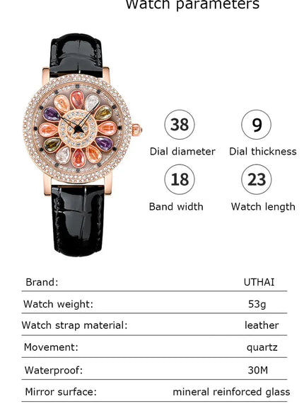 KissICON KissIcon UTHAI Quartz Watch Diamond Dial Waterproof -
