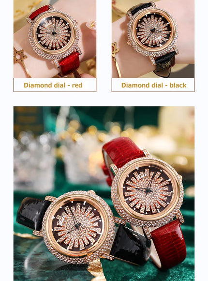 KissICON KissIcon UTHAI Women Watch Leather Diamond Waterproof -