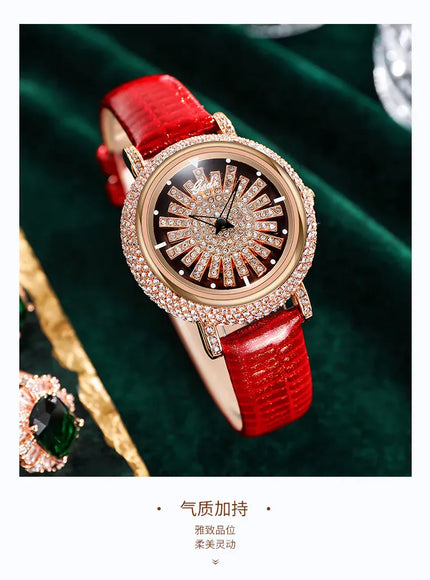 KissICON KissIcon UTHAI Women Watch Leather Diamond Waterproof -
