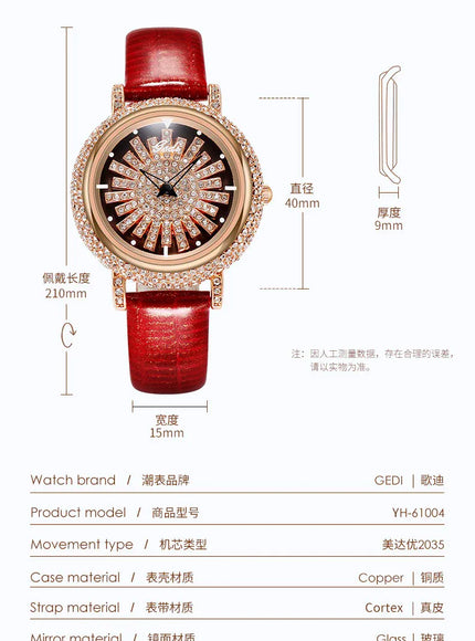 KissICON KissIcon UTHAI Women Watch Leather Diamond Waterproof -