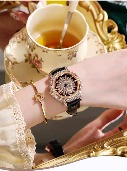 KissICON KissIcon UTHAI Women Watch Leather Diamond Waterproof -