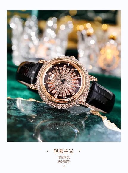 KissICON KissIcon UTHAI Women Watch Leather Diamond Waterproof -