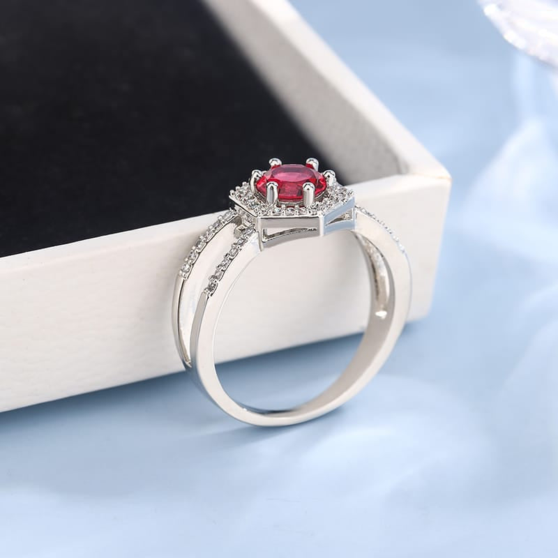 KissICON KissIcon Vintage Red Ruby Zircon Ring - 925 Silver Plated