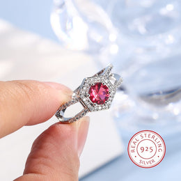 KissICON KissIcon Vintage Red Ruby Zircon Ring - 925 Silver Plated