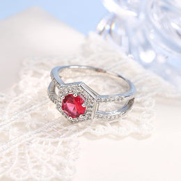 KissICON KissIcon Vintage Red Ruby Zircon Ring - 925 Silver Plated