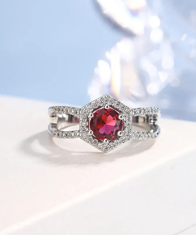 KissICON KissIcon Vintage Red Ruby Zircon Ring - 925 Silver Plated