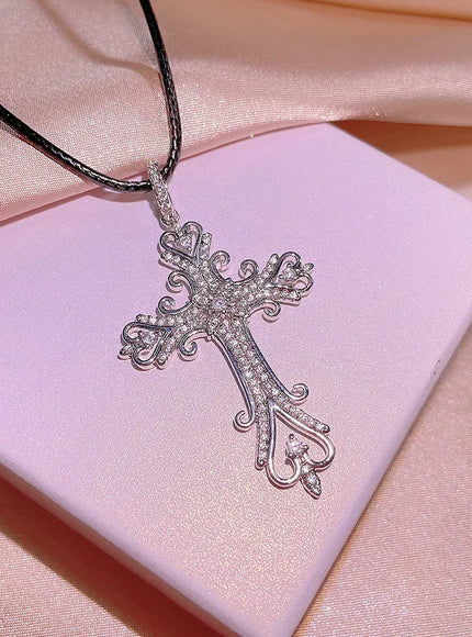 KissICON KissIcon Vintage Sterling Necklace - Zircon Cross Pendant