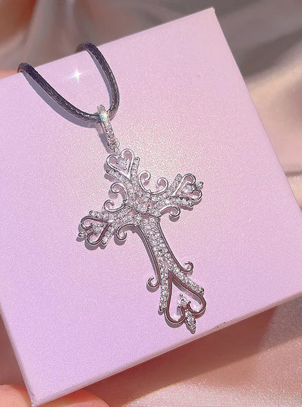 KissICON KissIcon Vintage Sterling Necklace - Zircon Cross Pendant