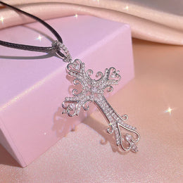 KissICON KissIcon Vintage Sterling Necklace - Zircon Cross Pendant