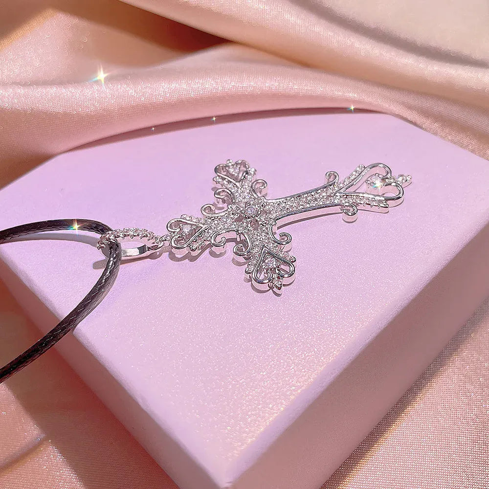 KissICON KissIcon Vintage Sterling Necklace - Zircon Cross Pendant