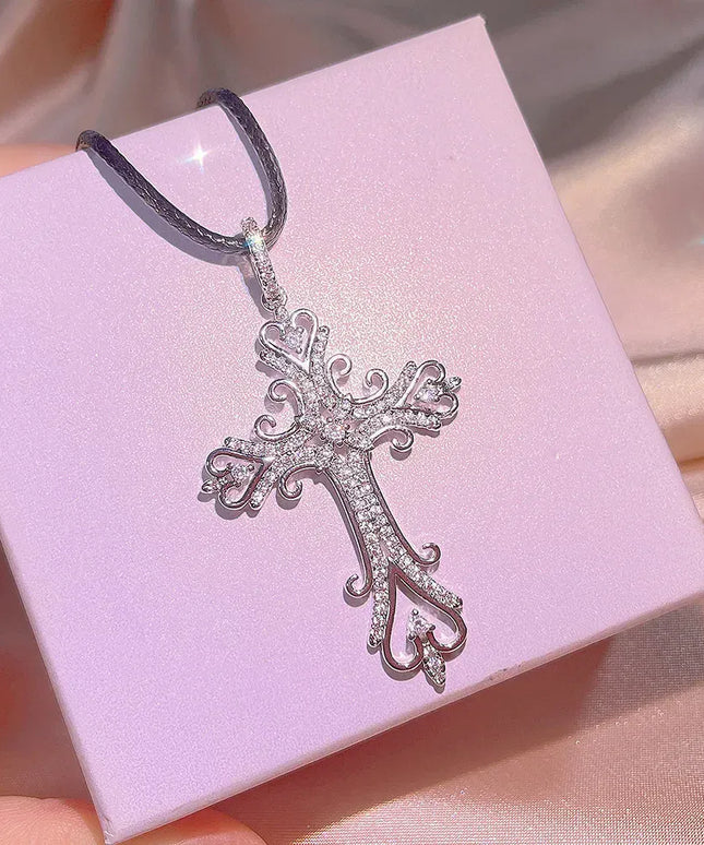 KissICON KissIcon Vintage Sterling Necklace - Zircon Cross Pendant
