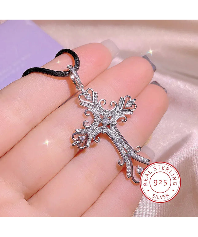 KissICON KissIcon Vintage Sterling Necklace - Zircon Cross Pendant