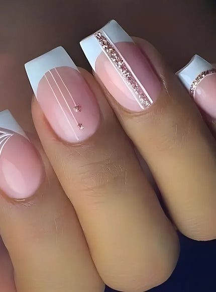 KissICON KissIcon White French Short Nails 24Pcs Cover Press