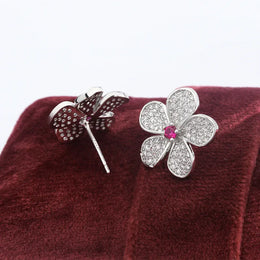 KissICON KissIcon White Zircon Flower Stud Earrings - Elegant
