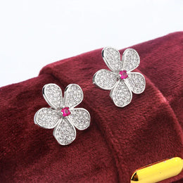 KissICON KissIcon White Zircon Flower Stud Earrings - Elegant