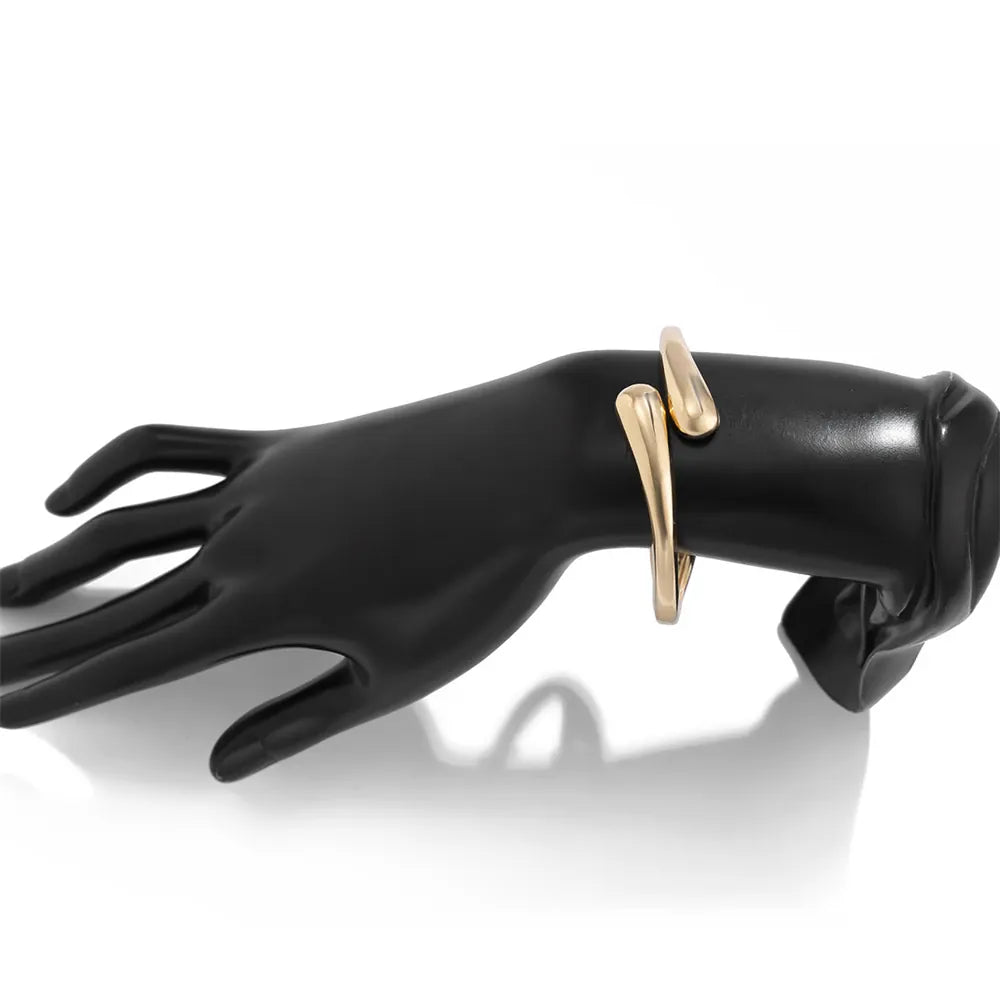 KissICON Kissicon Wide Metal Bangle Ring – Gold Silver Cuff