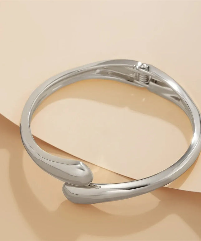 KissICON Kissicon Wide Metal Bangle Ring – Gold Silver Cuff