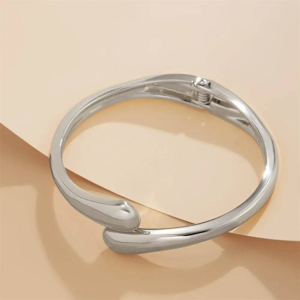 KissICON Kissicon Wide Metal Bangle Ring – Gold Silver Cuff