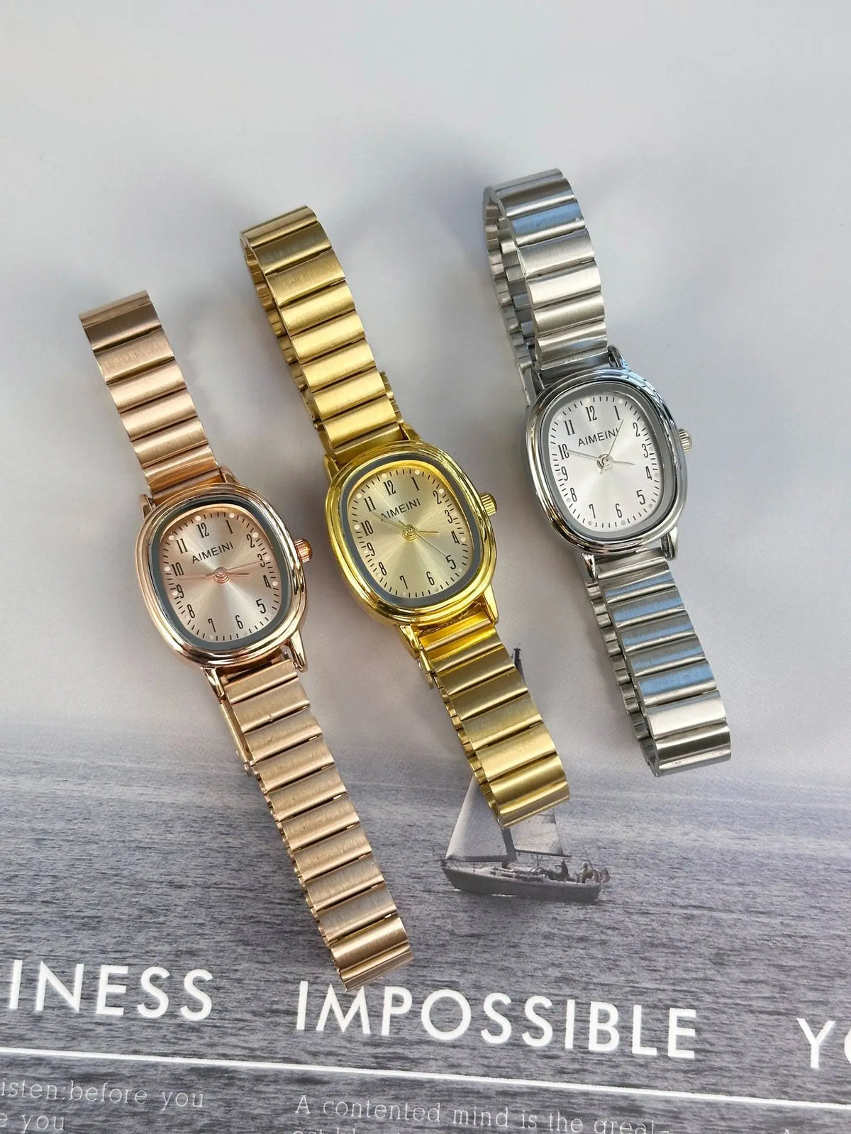 KissICON KissIcon Women Oval Gold Minimalist Watch - Steel