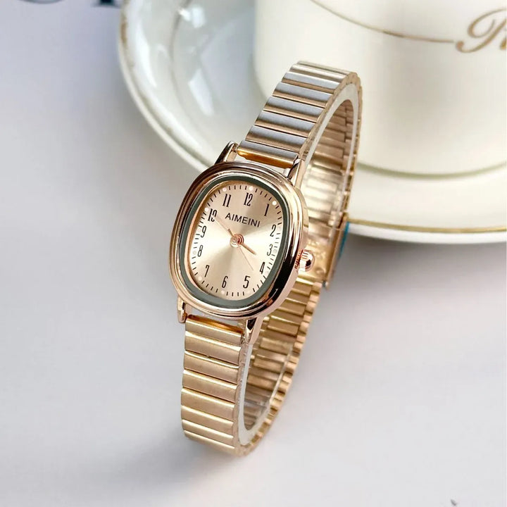 KissIcon Women Oval Gold Minimalist Watch - Steel