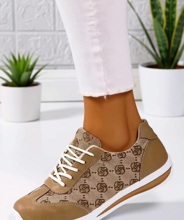 KissICON KissIcon Women's Tan Trainers – Stylish Plus-Size Footwear