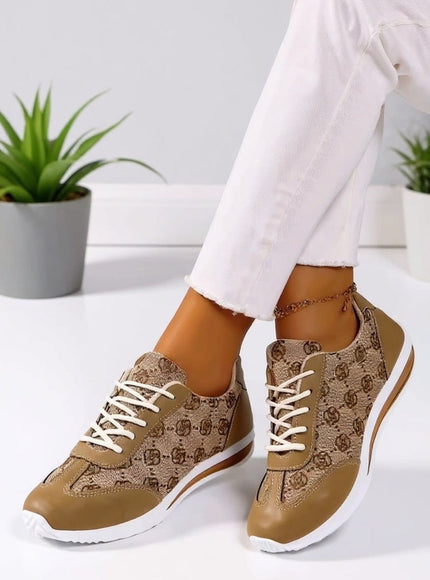 KissICON KissIcon Women's Tan Trainers – Stylish Plus-Size Footwear