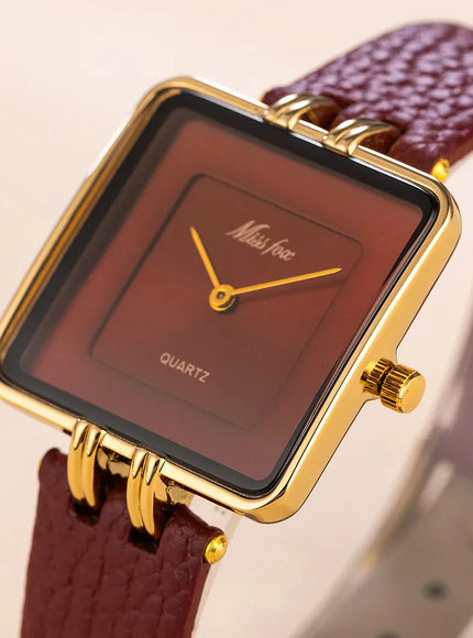 KissICON KissIcon Women Watch - Wine Red Square Waterproof