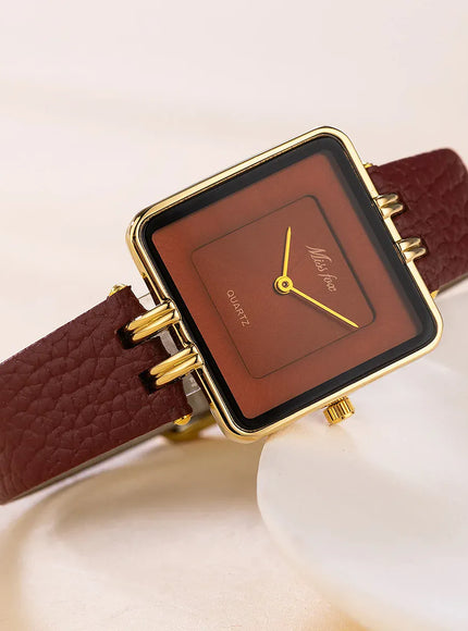 KissICON KissIcon Women Watch - Wine Red Square Waterproof