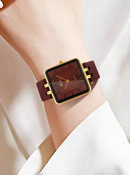 KissICON KissIcon Women Watch - Wine Red Square Waterproof