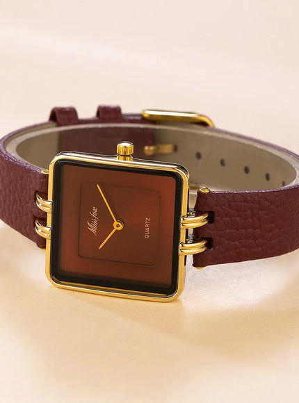 KissICON KissIcon Women Watch - Wine Red Square Waterproof