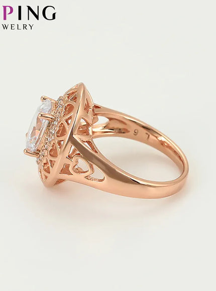 KissICON Kissicon Xuping Engagement Ring – Rose Gold Plated