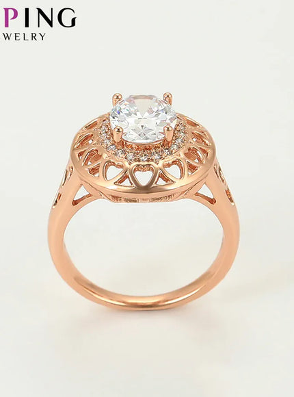 KissICON Kissicon Xuping Engagement Ring – Rose Gold Plated