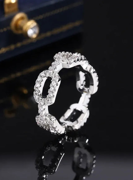 KissICON KissIcon Zircon Geometric Wedding Ring - S925 Silver Plated