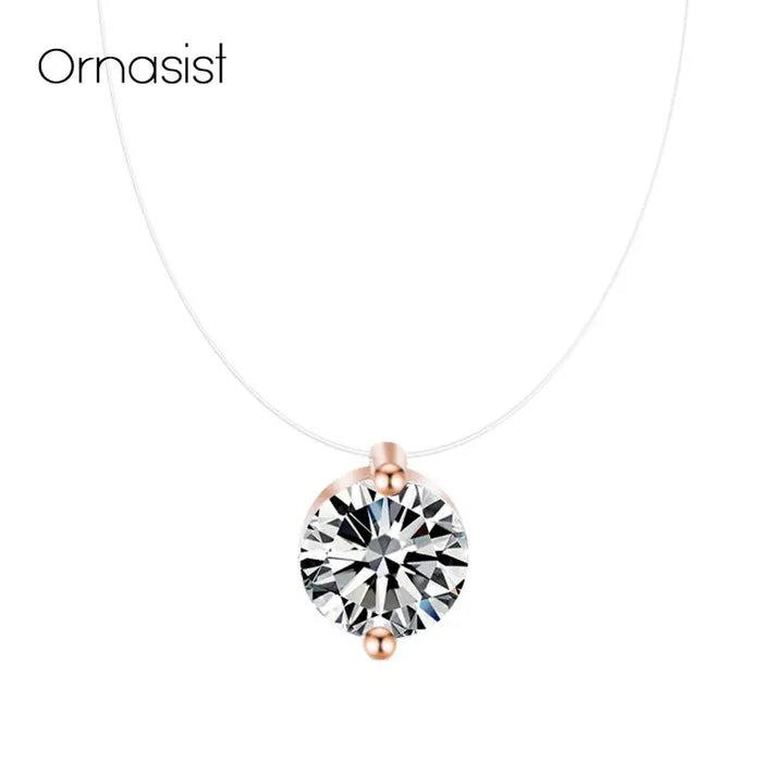 Kissicon Zircon Necklace – Clear Pendant Shine
