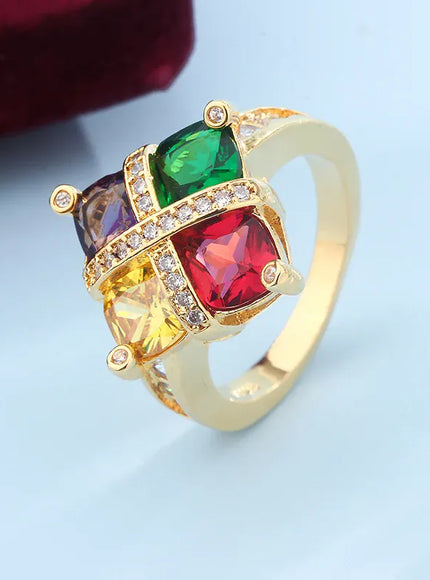 KissICON KissIcon Zircon Ring Gold Tone Silver Plated - Sparkle