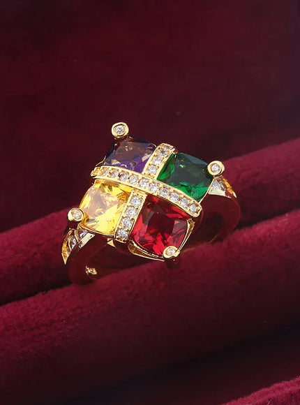 KissICON KissIcon Zircon Ring Gold Tone Silver Plated - Sparkle