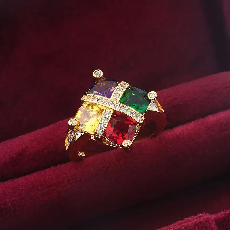 KissICON KissIcon Zircon Ring Gold Tone Silver Plated - Sparkle