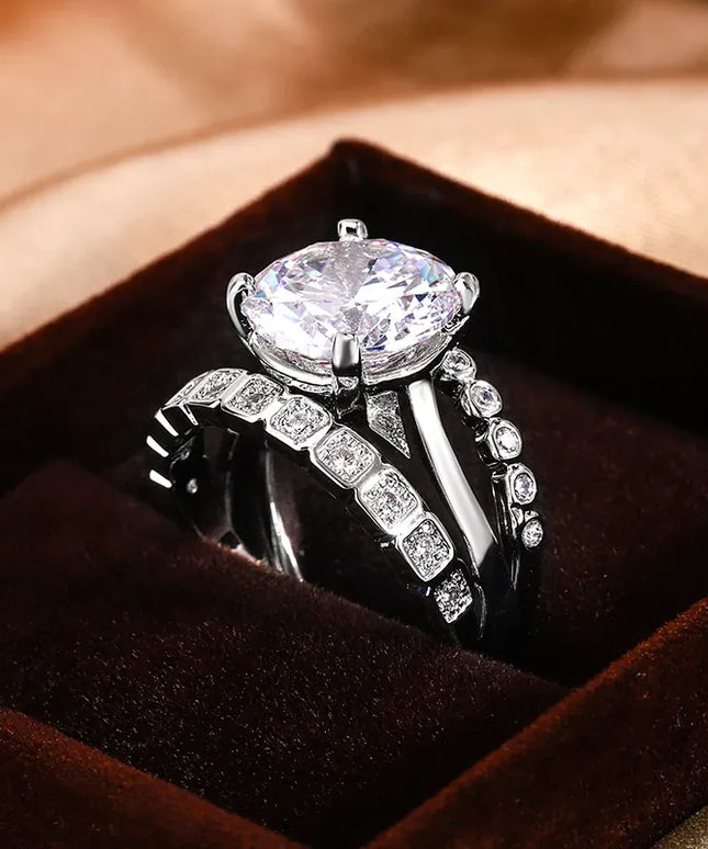 KissICON KissIcon Zircon Shape S925 Silver Ring Women Sparkling AAAA