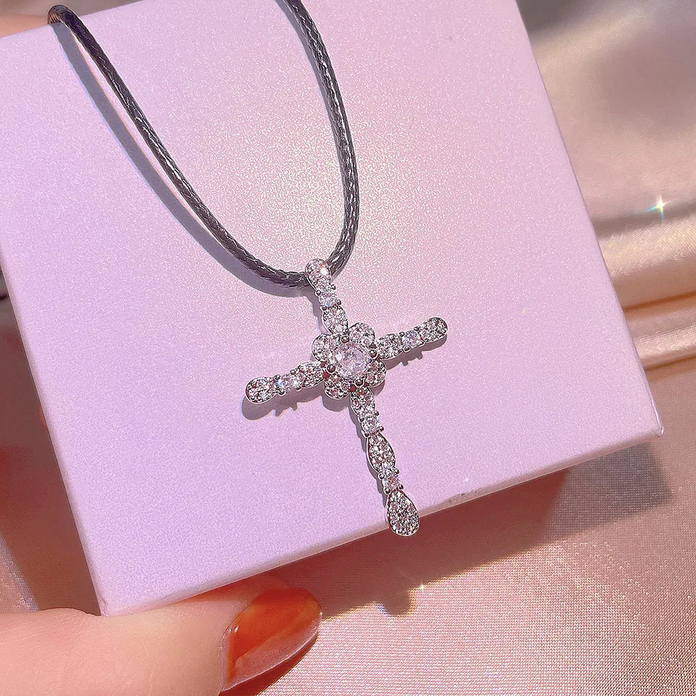 KissICON KissIcon Zirconia Cross Necklace - 925 Silver Plated