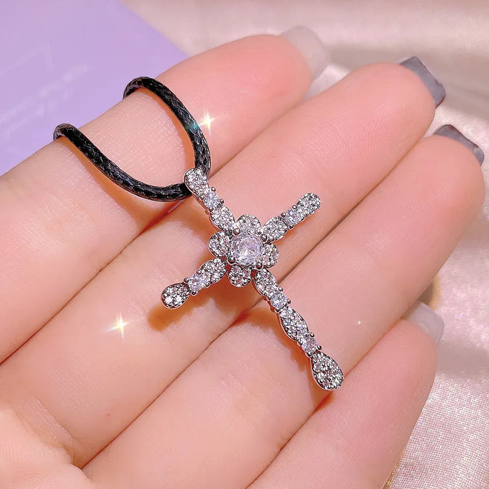 KissICON KissIcon Zirconia Cross Necklace - 925 Silver Plated