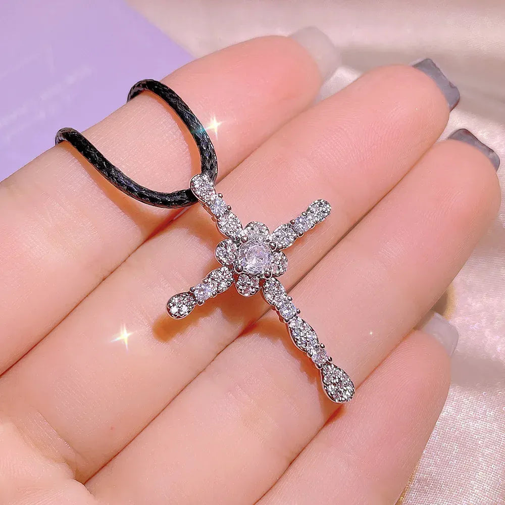 KissICON KissIcon Zirconia Cross Necklace - 925 Silver Plated