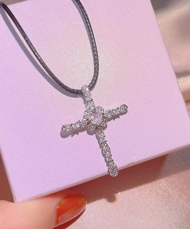 KissICON KissIcon Zirconia Cross Necklace - 925 Silver Plated