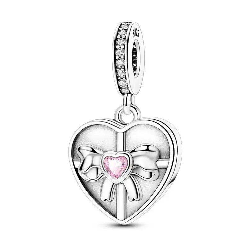 KissICON KJC1385 925 Silver Plated Magic Mirror Princess Angel Pink Charm Beads Suitable Fit Pan 925 Original Bracelet Exquisite Diy Jewelry