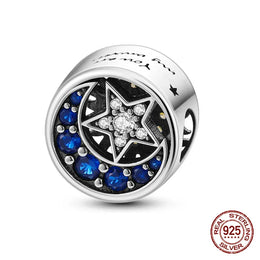 KissICON KJC286 Luminous 925 Sterling Silver Hot Selling Stars And Moon Charms Fit 925 Original Bracelets DIY Jewelry Making For Women Gift