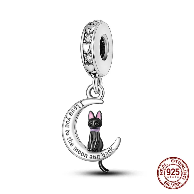 KissICON KJC435 Luminous 925 Sterling Silver Hot Selling Stars And Moon Charms Fit 925 Original Bracelets DIY Jewelry Making For Women Gift