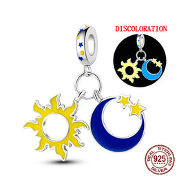 KissICON KJC738 Luminous 925 Sterling Silver Hot Selling Stars And Moon Charms Fit 925 Original Bracelets DIY Jewelry Making For Women Gift