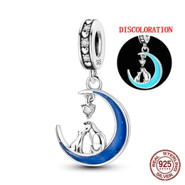KissICON KJC795 Luminous 925 Sterling Silver Hot Selling Stars And Moon Charms Fit 925 Original Bracelets DIY Jewelry Making For Women Gift