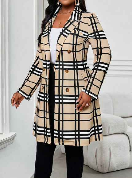 KissICON Knitted Plaid Print Fabric Lapel Suit